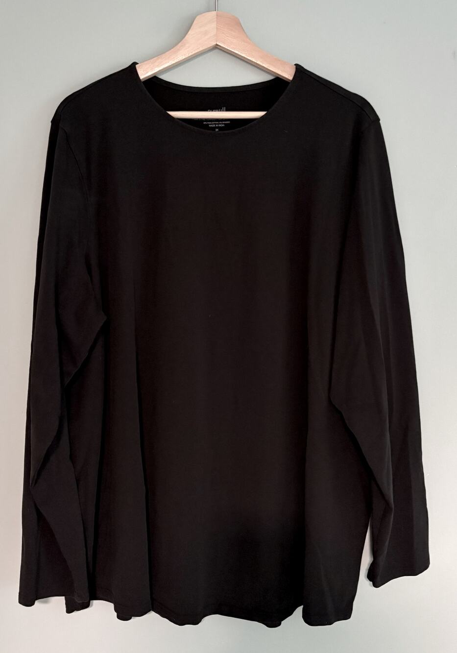 J. JILL PureJill Long Sleeve Shirttail T Pima Stretch Cotton Shirt Black 3X Plus